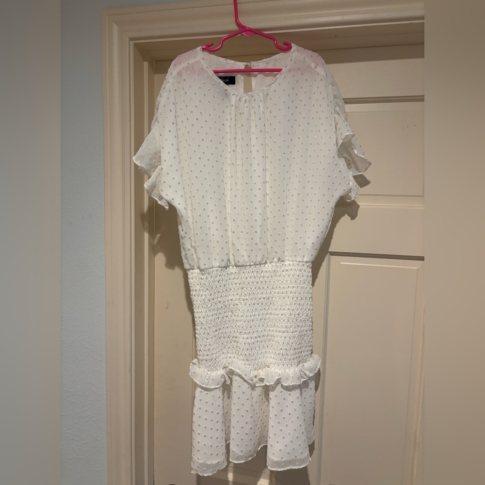 Aqua smocked short sleeve dress